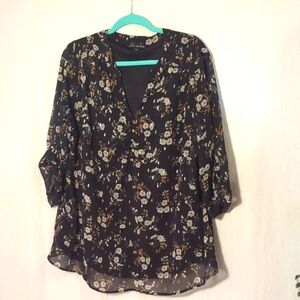 Sara Michelle Blouse Black Floral 2X